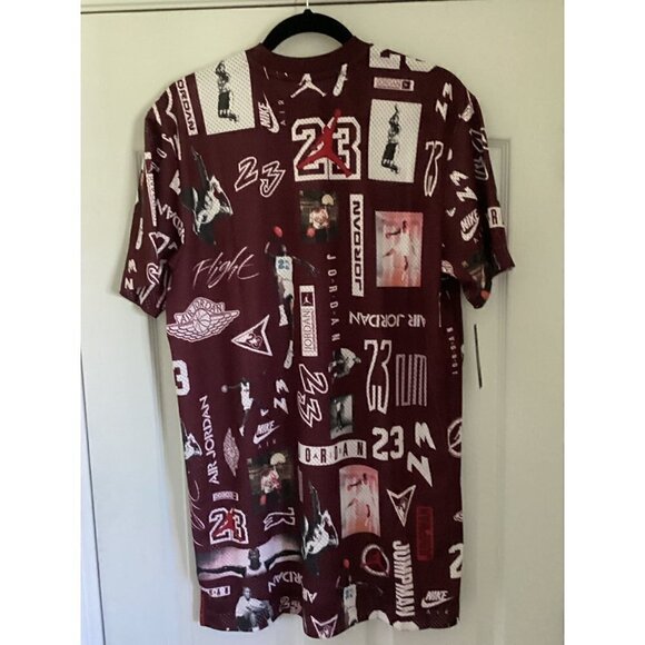 jordan All Over Print Short Sleeve Jersey Top Size: Medium Color: Burgundy - Picture 7 of 12